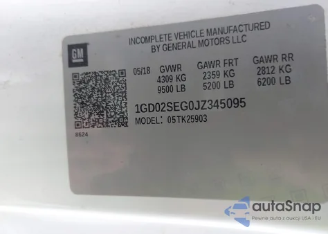 2018 GMC Sierra 2500Hd Sle z USA, uszkodzony, nr VIN 1GD02SEG0JZ345095